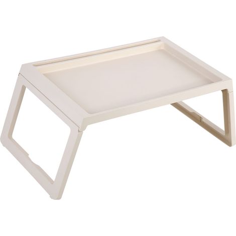 Plateau de lit pliable beige, table de petit-déjeuner portable avec support pour ordinateur portable, plateau de service réglable pour lit (1/5)
