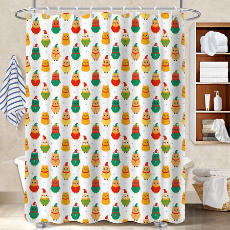 Rideau de douche tissu polyester 180x180 dessin rideau étanche pour baignoire d’angle (1/5)