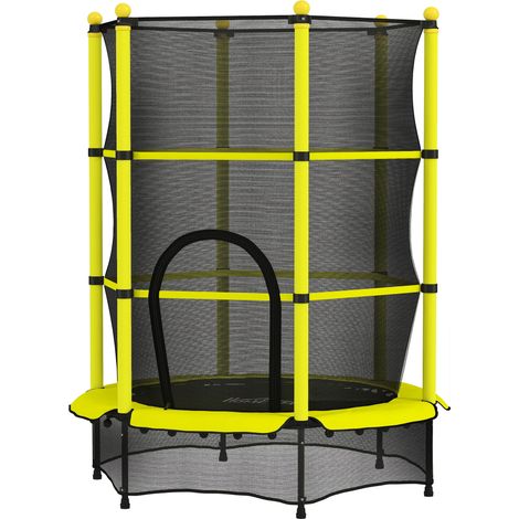 Trampoline enfant Ø140 cm avec filet sécurité 50 kg jaune (1/5)