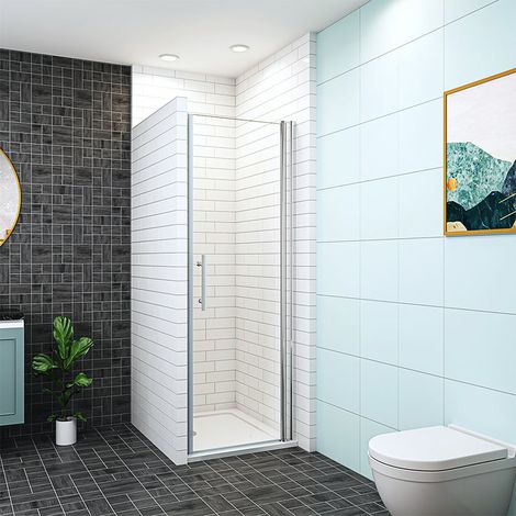 Schwenktür 100x195cm,6mm NANO ESG Klarglas，Komplett Chrom-Optik.，Nischentür Drehtür Pendeltür ，Links/rechts montierbar，Dusche Duschabtrennung Duschwand (1/5)
