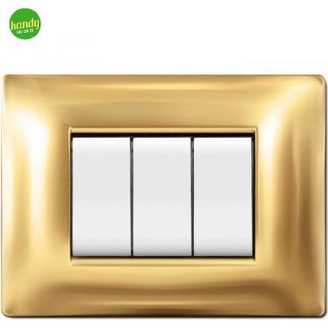 Placca 3 moduli mylife q nera oro