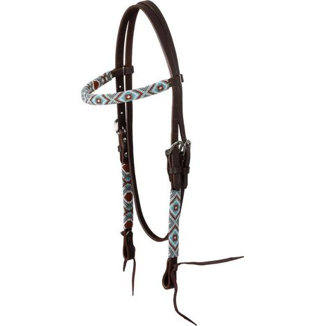 taglia unica, Marrone: Briglia western con perline di strass e frontalino