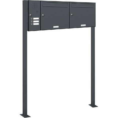 2er Standbriefkasten 3 Klingel und Sprechgitter RAL Farbe 7016 - Anthrazit (1/5)