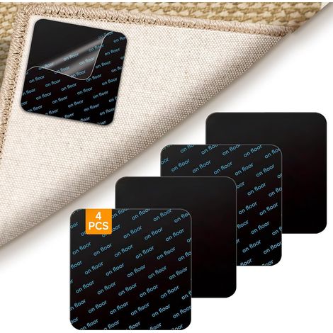 4 sous-couches antidérapantes réutilisables 10x10 cm, lavables, forte adhérence, décollement facile – noir (1/5)