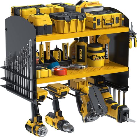 Organisateur d'outils électriques rangement d'outils perceuse rangement montage mural 4 emplacements robuste perceuse électrique étagère de rangement tournevis organisation porte-outils (jaune) (1/5)