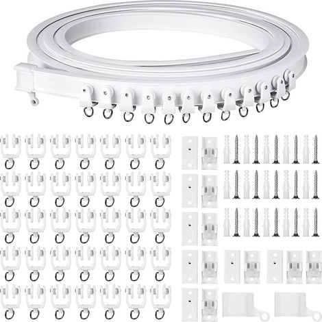 Rail courbe de 5 mètres, rail en PVC, rail de guidage silencieux, rail de guidage flexible en acier et plastique en forme de U (1/5)