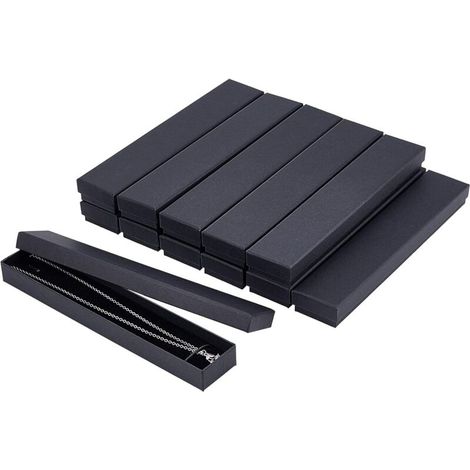 12 Pcs Long Rectangle Carton Bijoux Boîte Cadeau pour Bracelets Collier Charmes, Noir, 21x4x2 cm (1/4)
