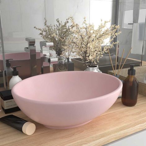 Lavabo ovale de luxe Rose mat 40x33 cm Céramique (1/5)