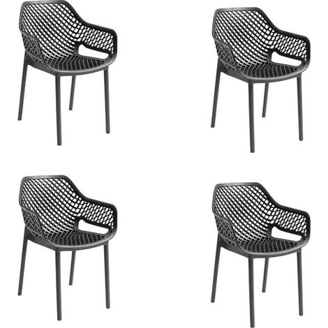 Gloupie Set 4 Poltrone Aria in Polipropilene Nero, Impilabile,58x60x82 cm, 3,8 kg, Schienale Ergonomico, Made in Italy (1/5)