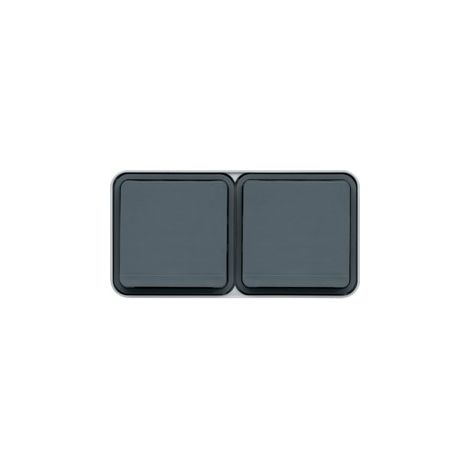 Hager – Double prise 2P+T horizontale étanche IP55 – Mécanisme complet encastré – Raccordement Quickconnect sans vis – Couleur gris (1/5)