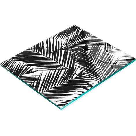 Plateau de service décoratif en verre pour apéritifs, motif feuilles de palmier, 60 x 52 cm (1/5)