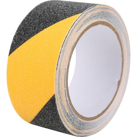 Schwarzes und gelbes, rutschfestes PVC-Klebeband, wasserfest, für Fußböden, 50 mm x 5 m, Sicherheit (1/5)