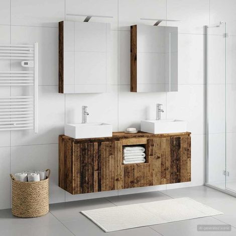 vidaXL Bathroom Cabinet Set 5 pcs Old Wood Engineered Wood (1/5)