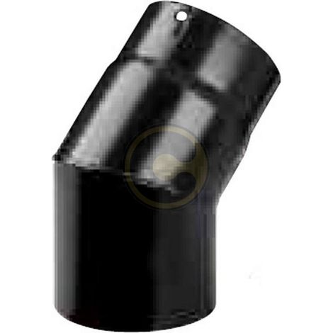 curva gomito 45o 130 mm 13 cm in acciaio nero per stufa a legna 1,2 mm porcellanato (1/2)