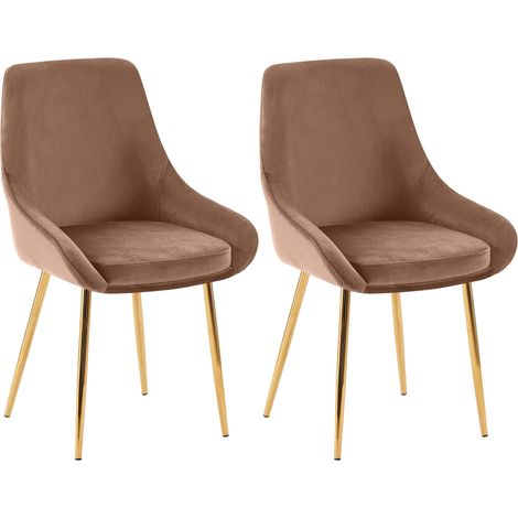 Set di 2 sedie da pranzo Elmira marrone Metallo oro
