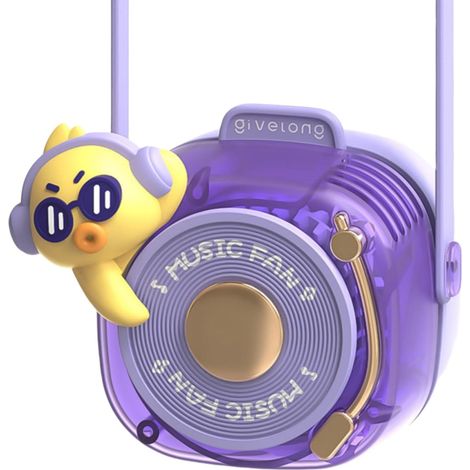 Ventilateur de cou portable, joli ventilateur à main, ventilateur rechargeable sur batterie, design sans pales – esthétique élégante, petit modèle (violet) (1/5)