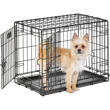 Cage Pliante pour Chien, modèle amélioré de Petite Taille à Double Porte en métal de 60,96 cm, Noir (1/5)