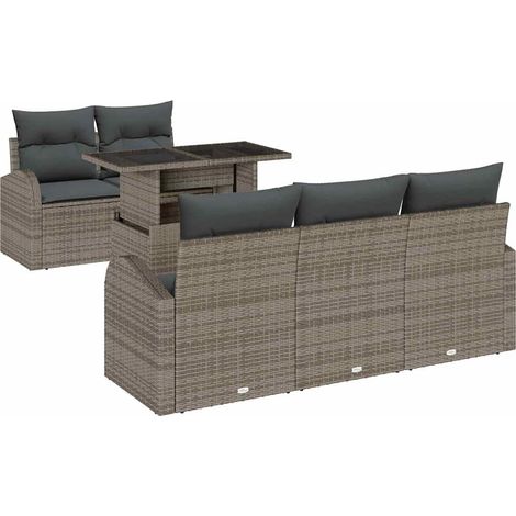 Maison Exclusive - Set Divano da Giardino 6 pcs Grigio Rattan in Polipropilene