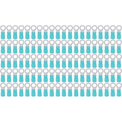 100 cosses annulaires isolées, connecteurs à sertir pour fils électriques, cuivre AWG 16–14 RV2–5 (1/4)