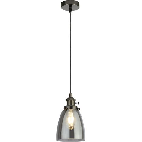 Searchlight - 1 Luce Pendente Cromo Nero, Vetro Fumé, E27 (1/4)
