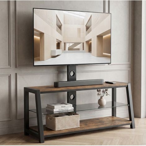 Mobile TV marrone in MDF e metallo - supporto girevole regolabile per TV da 32 a 65 (1/5)