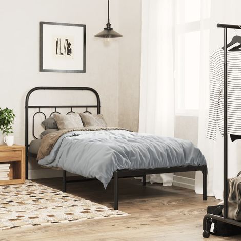 Estructura cama sin colchón con cabecero metal negro 90x190 cm vidaXL (1/5)