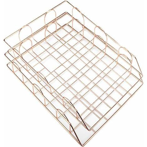 2 Pcs Corbeille à Courrier Empilable en Métal, Bac à Courrier Organisateur de Bureau pour Classement Stockage Document Fichier, Couleur Or Rose (1/4)