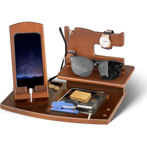 Cadeau Homme Support Telephone Bureau – Organiseur de Table de Nuit Organisateur de Bureau pour Mari (1/5)