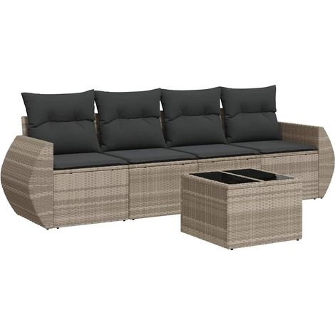 Maison Exclusive - Set de sofás jardín y cojines 5 pzas ratán sin (1/3)