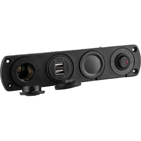 12V 4,2A 4-Loch-Schalterpanel mit Zigarettenanzünder-Ladegerät, 2 USB-Anschlüssen und LED-Temperatur- und Spannungsanzeige für Boot, Auto und LKW (1/5)