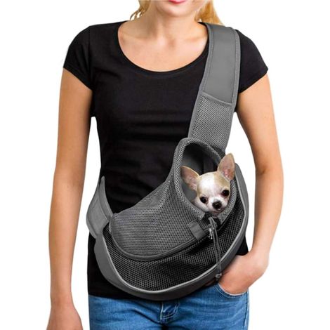 Mesh Carry Bag for Dogs and Cats Puppies Shoulder for Pets Sling Carrier Travel Bag for Small Animals, L (1/5)