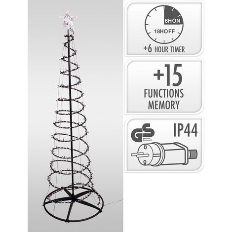 Albero di Natale esterno nero 640 LED RGB 180 cm