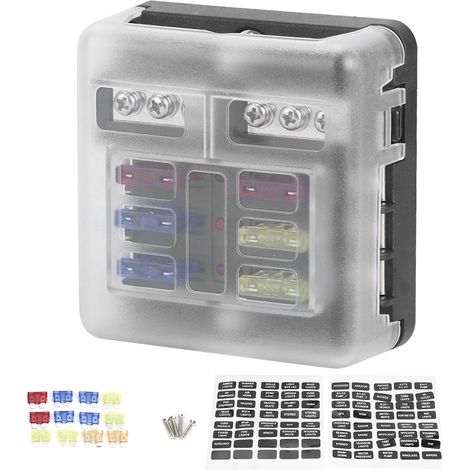 Boîte porte-fusible à lame à 6 voies 12-36V avec indicateur LED à insert négatif, accessoire universel de voiture