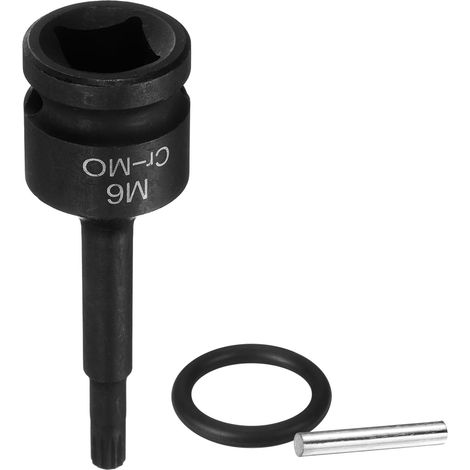 Douille Hexagonale À Choc, Douille À Six Pans Creux M6 1/2" À Emmanchement Carré 6mm Acier CR-MO Douilles À 12 Points Avec Goupille Joint Torique Pour Adaptateur Perceuse (1/5)