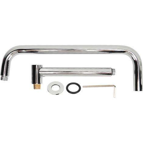 Decdeal Rallonge de pommeau de douche avec bride, bras en forme de S, montage mural, tube rotatif en acier inoxydable pour salle de bain, galvanoplastie