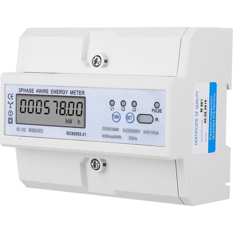 Compteur d'énergie LCD triphasé à quatre fils RS485 avec affichage de la tension, du courant, de la fréquence et du facteur de puissance. (1/5)