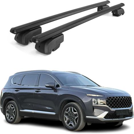 OMAC Barres de toit en aluminium pour Hyundai Santa Fe IV 2019-2023 – City Crash – ISO/PAS 11154:2006 – Antivol inclus – Charge max 75 kg – 2 barres Noir (1/4)