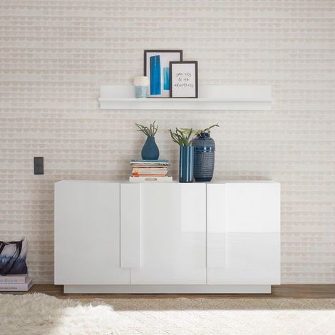 Buffet moderne 3 portes blanc brillant 182cm WH M2