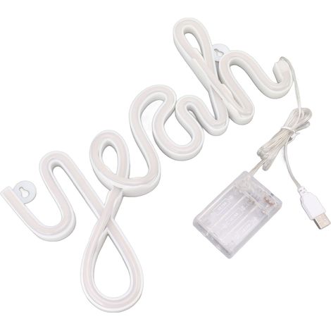 Lampe Néon LED Forme Yeah Déco Murale Lumière Douce Veilleuse Blanc Chaud (1/5)