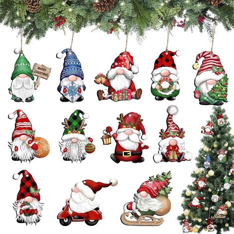 Décorations de Noël en bois, 36 pièces, décorations de Noël pour arbre, décorations de Noël pour arbre avec corde, décorations d'arbre de Noël en bois, décorations d'arbre de Noël à suspendre (1/5)