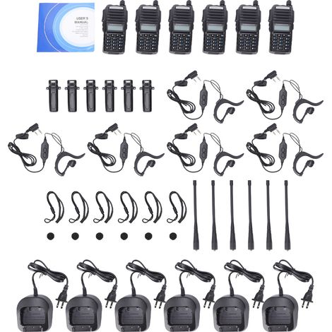 Talkie-Walkie Talkie Double PTT Touche Transmission Bande Double Réception Portable Émetteur Récepteur Kit Anti Interférence Réduction Bruit Longue Portée Walkie Talkie avec Écouteur Alarme Urgence Re (1/5)