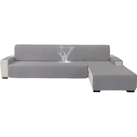 Impermeable Housse Canapé 3 Places, Housse Canape d'angle Gauche/Droit Universel Réversible, avec Accoudoirs, Protection Chat Chiens Griffures, Sofa Cover Antidérapante, Gris Clair (1/5)