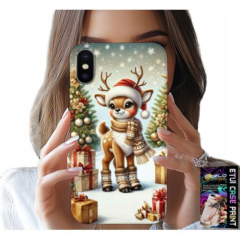 Custodia per iPhone X / XS - renne, motivi natalizi + vetro (1/5)