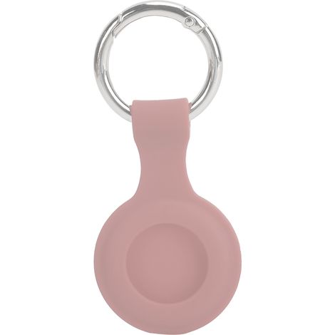 Étui de protection en silicone avec anneau porte-clés anti-perte pour iPhone - Rose (1/5)