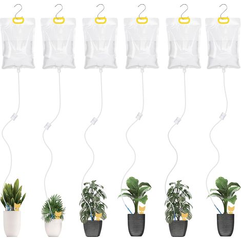 Lot de 6 systèmes d'irrigation pour plantes, bacs à gouttes automatiques et système d'irrigation goutte à goutte pour plantes en pot d'intérieur et d'extérieur (1/5)