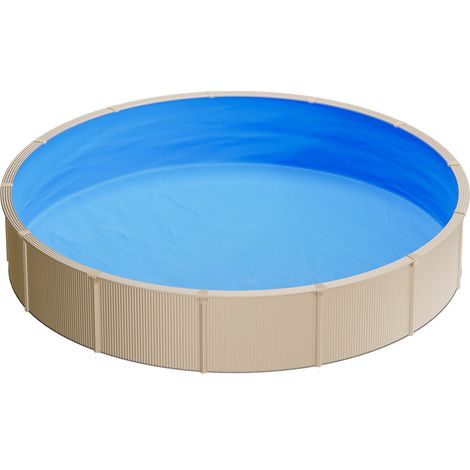 Liner de piscine rond 365,7 cm, toile PVC premium à emboîtement pour mur de 90 cm, installation facile avec rustines anti-fuite, conçu pour piscine hors-sol à parois acier, extérieur, bleu (1/5)