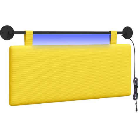 Testiera Testata del letto sospesa Con luce LED Giallo Chiaro Tessuto in Cords (1/5)