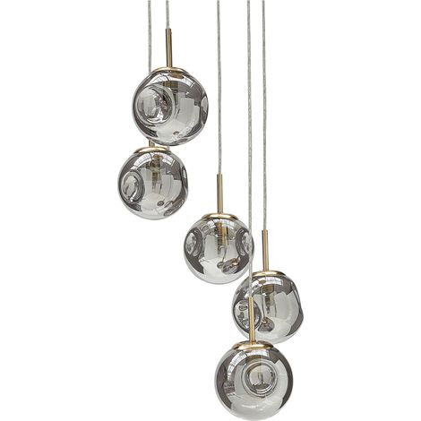 Plafoniera in vetro trasparente e ottone con 5 luci 119 cm Ralfes