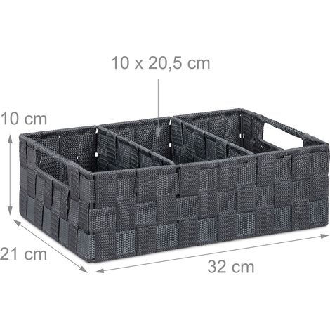 Lotto di 1 cestino portaoggetti con scomparti decorativo 10 x 32 x 21 cm in plastica beige 130008782