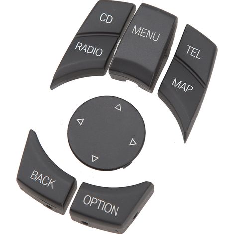 Lot de 6 boutons multimédias centraux, finition noire mate, toucher lisse et agréable, compatibles avec les séries 1, 3, 5 et 6. (1/5)